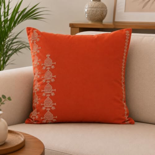 Image of Sacred Geometry: Rajasthani Mandana Series Decorative Pillow Cover for Living Room & Bedroom, Cushion Cover, Hidden Zipper, Pack of 1