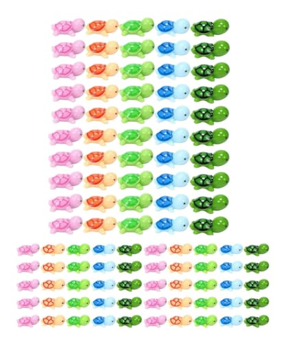 100 Pcs Resin Mini Turtle, Miniature Resin Sea Turtle, Mini Resin Turtle for Garden Micro Landscape DIY Ocean Animal Theme Party Decoration Cake Toppers