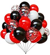 Red Black and White Balloons Set, 67 Pcs 12 Inch Black Red Confetti Party Balloons for Birthday, ...