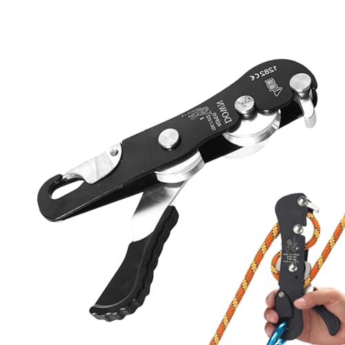 Lpsdssre Descensor de parada de escalada, equipo de rescate de cuerda, dispositivos de rapel de bloqueo, construcción resistente, compacto y ligero, aleación de magnesio de aluminio forjado en