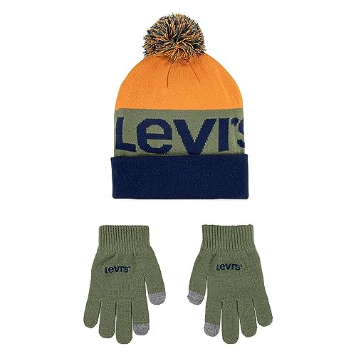 Levi's Unisex LAN and Glove Set 9A8550 Beanie-Mütze, Ozeanhöhle, Einheitsgröße