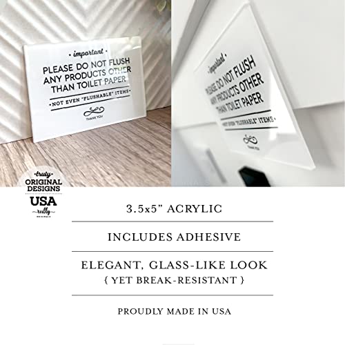 Image of 2-pack Reilly Originals 3.5x5 Inch Do Not Flush Rules Bathroom Sign ~ Ready to Stick ~ Premium Finish, Durable (Pack of 2)