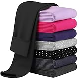 Cooraby Girls Cotton Fleece Lined Leggings Thick Thermal Pants Kids Basic Full Length Tights Winter Warm Clothes Black