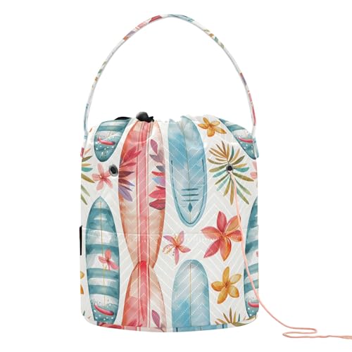 Yarn Storage Bag Small Crochet Bag Knitting Bag Organizer Surfboard Watercolor Yarn Bags for Crocheting Basket