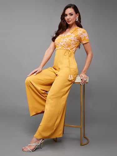 Image of Miss Chase Women's Self Design Cut-Out Georgette Jumpsuit