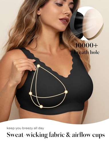 Image of COMFELIE Wireless Bra Seamless Comfort Everyday Bra for Women, Breathable Seamless Bra with Scallop Edges