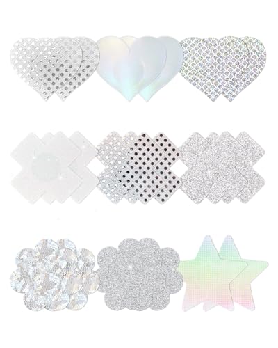 Image of CICKEE Nipple Pasties Black 9 Pairs Rave Pack Nipple Covers Stickers for Rave, Music Festivals, Beach or Daily Wear