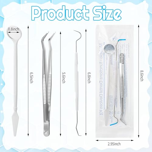 Clapzooki Disposable Dental Examination set Disposable Dental Tools 3Pcs Basic Instruments Set Dentist Dental Mirror Dental Explorer Plaque Remover for Teeth Oral Teeth Cleaning Dentist Tools (30 PCS)