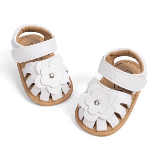 Image of Miamooi Infant Baby Girls Boys Sandals Summer Bowknot Crib Shoes Toddler Pu Leather Flower Soft Rubber Sole Dress Flats First Walker Shoes