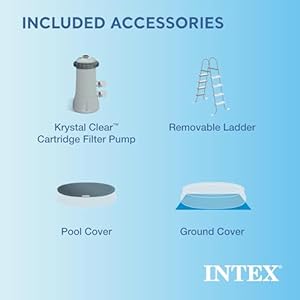 Intex 15×48 round inflatable outdoor above ground swimming pool set with ladder filter pump and deluxe maintenance pool cleaning kit for backyards  urban country home decor