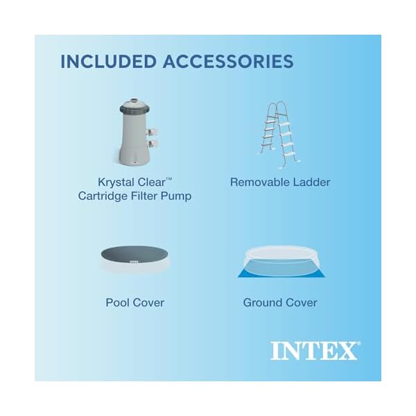 Intex 15×48 round inflatable outdoor above ground swimming pool set with ladder filter pump and deluxe maintenance pool cleaning kit for backyards  urban country home decor