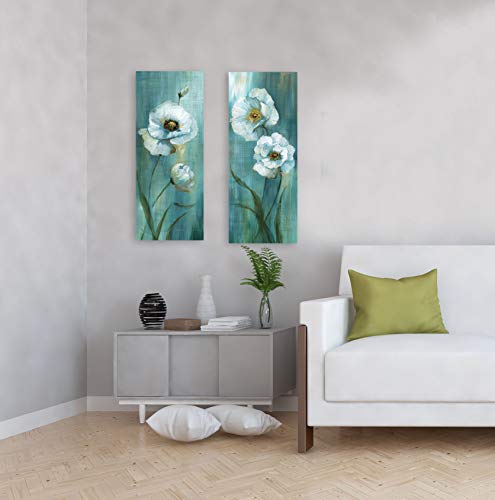 Haven Home Décor Forest Blossoms 7.5" X 19.5" Canvas Wall Art, Set Of 2, Green Floral Wall Decor For Living Room, Bedroom, Bathroom #TOP1