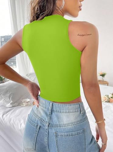 Image of LovelyWholesale Women Sexy Cut Out Crop Tank Tops Crew Neck Summer Sleeveless Top