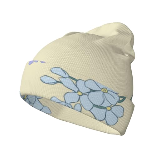 Gorro de punto con estampado de orquídeas frescas, cálido y cómodo, resistente al viento y transpirable para estaciones frías, color negro