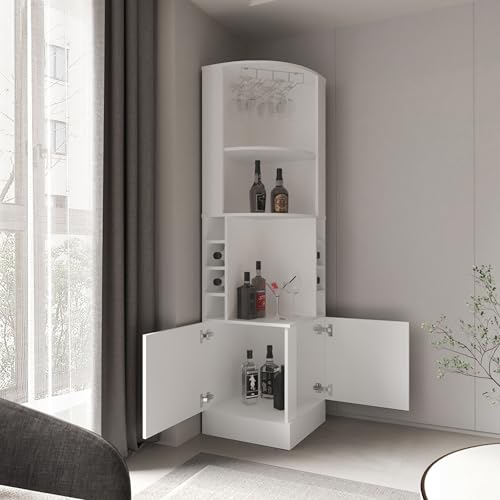 Armario esquinero para botellas y copas de vino blanco miniatura 3