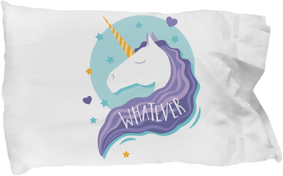 Pillowcase Whatever Unicorn Lover Gift Funny Quote Gag Princess Girl Joke for Her Pillow Cover Case 20x30