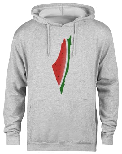 Pull à capuche pastèque Palestine gris unisexe confortable