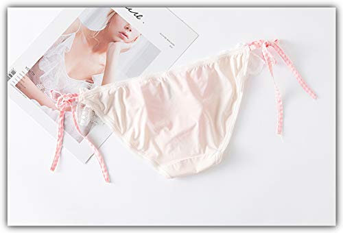 Kurop 6 Pack Japanese Girl Underwear Plaid Ruffled Lace-Up Small Flower Cotton Comfortable Buttocks Adjustable Sides Tie Thong Bikini Panties Hipster For Women thumb #3