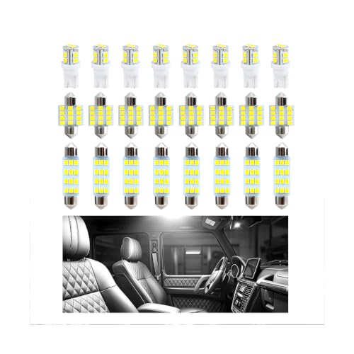 Ziquruv 24PCS LED Interior Car Lights, T10 31mm 41mm Dome Bulb Kit, White