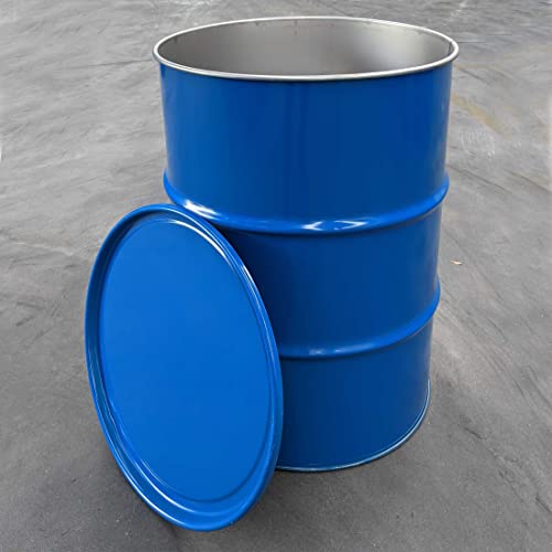 Metallfass Plasteo maier 213 Liter blaues Deckelfass aus Stahl