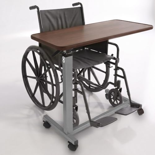Image of Vaunn Medical Adjustable Overbed Bedside Table with Wheels (Hospital and Home Use)