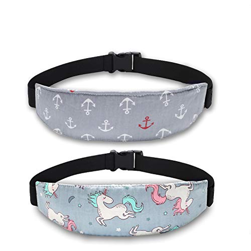 Image of Baby Carseat Head Support,Car seat Straps Pillow Support Ban,Stroller Neck Relief Strap Headrest,Slumber Sling Sleep Positioner for Toddler Infants Child Children Kids(Gery Unicorn)