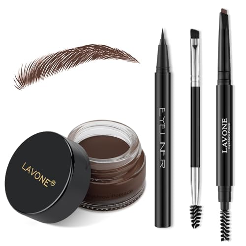 LAVONE Eyebrow Makeup Kit, Waterproof Brow Pencil,Pomade,Eyeliner-Espresso