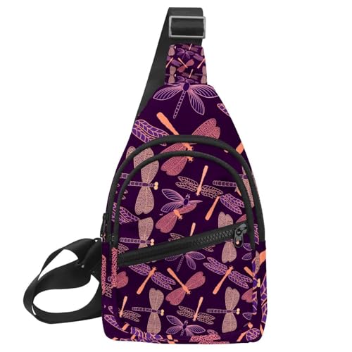 Sac à bandoulière antivol et compact libellule violette pour voyage sécurisé