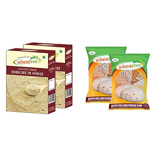 Image of Wheafree Gluten Free Sorghum Sooji (Pack of 2 x 400g Each) & Wheafree Gluten Free Multigrain Flour (2 Packs x 1Kg each) | Soya Free | Lactose Free | Easy to Digest | Suitable for Celiacs
