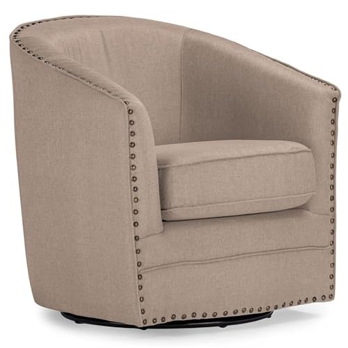 Sillón giratorio tejido beige miniatura 1