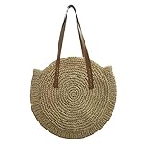 Amorar Hippie-Boho Strohtaschen Damen Handtaschen Tragetaschen Sommer Strandtasche Strohsack Crossbody Tasche Retro Schulterbeutel Umhängetasche Freizeit Geflochten Strandtasche Casual Tote