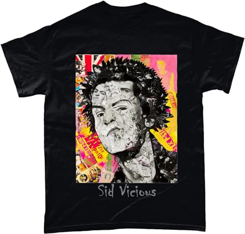 Sid Vicious Collage Men T-Shirt Printed Camiseta Black Unisex Tee Top XL