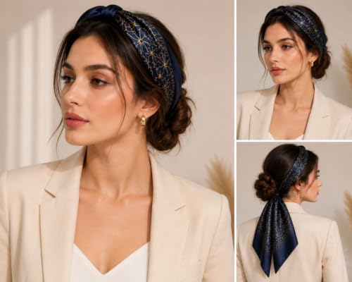 Image of Satin Square Head Scarf for Women, Floral Printed