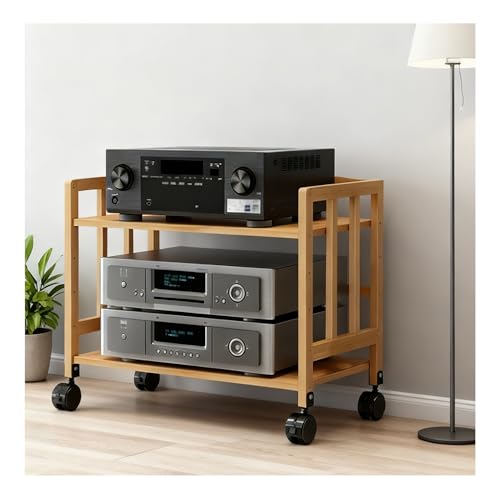 Soporte multimedia de bambú de 2 niveles