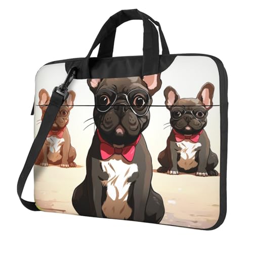 Housse ordinateur portable 15 pouces antichoc bandoulière sacoche motif bouledogue français design