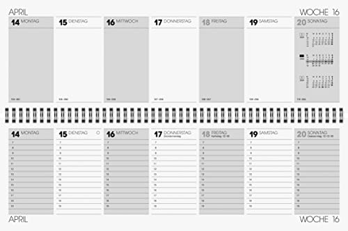 BRUNNEN Weekly calendar model 775 2024, Desk Planner Date Book, 2 pages = 1 week, sheet size 42 x 13.7 cm, blue, red, green - Image 2