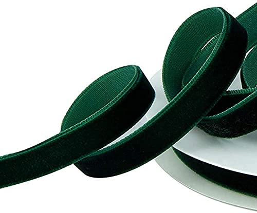 JKWAY Vintage Velvet Crushed Ribbon, 1 inch x 25 Yard Spool, Hunter Green #165 Hunter Green