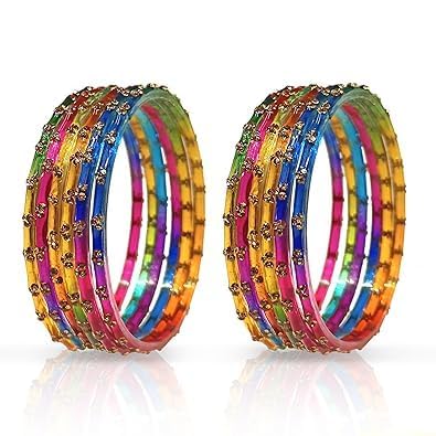 Crown Export Glass Bangles Set For Women & Girls | Stylish & Glossy Finished Glass Bangles | Zircon Stone Women’s Bangles | Daily Use/Office/Wedding Bangles