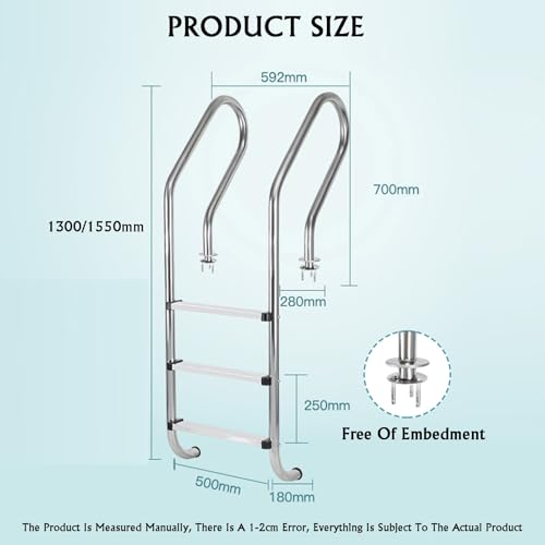 Escalera para piscina inoxidable de 2/3 peldaños miniatura 2