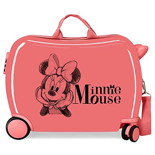 Disney Minnie in Love Rosa Kinderkoffer 50 x 38 x 20 cm, starres ABS, seitliches Zahlenschloss, 34 l, 1,8 kg, 4 Räder, Handgepäck