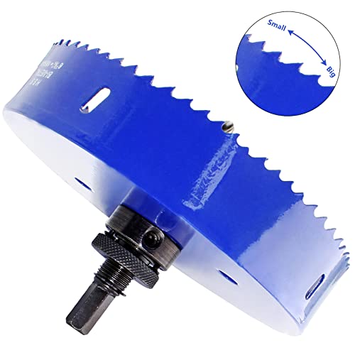 Image of Luomorgo 165mm /6 1 /2 inch Hole Saw with Arbor | 1 1 /4 inch Cutting Depth, HSS Bi-Metal, For Wood Cornhole Boards Plastic Drywall & Metal Sheet