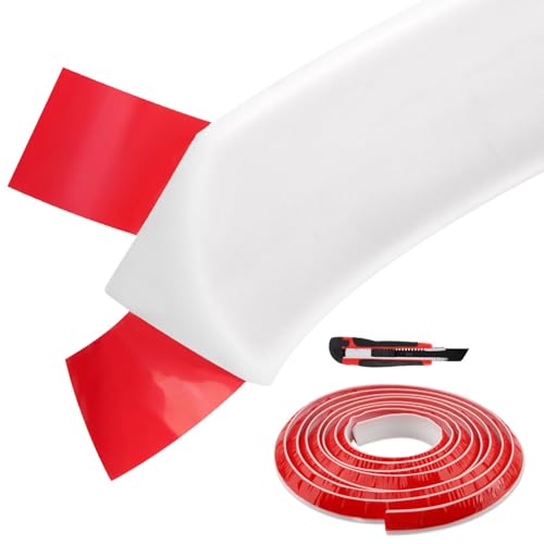 Flexible Quarter Cove Molding Trim, 9.8ft Peel and Stick Self Adhesive Silicone Caulk Strip, 90° Corner Design for Baseboard, Bathroom, Kitchen Countertop, Floor Edge Gap​, Stairs by ZEMQTRKV - Used condition - Image 2