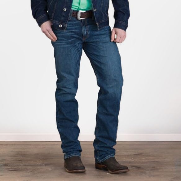 Cinch Men's Silver Label Dark Wash Mid Rise Slim Straight Performance Jeans Dark Stone 31W x 38L2