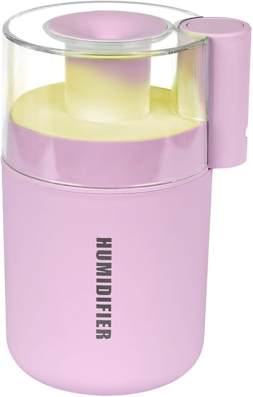 USB Mini Humidifier, Small Portable Desk Humidifier Cool Mist Personal Desktop Humidifiers for Cooling Home Office Car Travel Indoor (180ml, Pink)