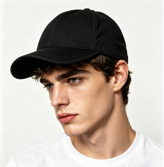 Classic Black Baseball Cap, Breathable Adjustable Durable Hat for Women Men