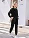 Arshiner Girls Clothing Set Black Tracksuits Fashion Long Sleeve Crop Top Hoodies Sweatpant Fall Sports Outfits with Pockets