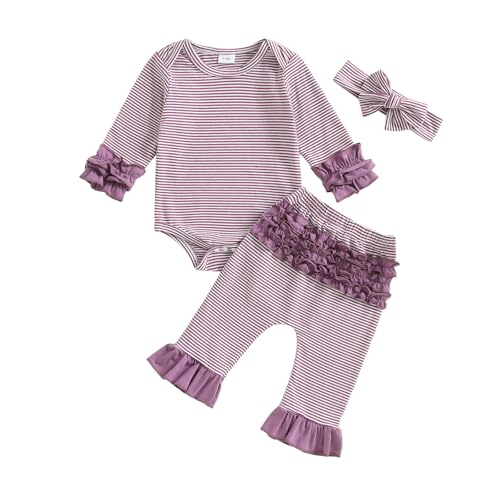 Newborn Baby Girl Ruffled Long Sleeve Romper Set