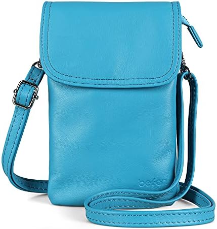 befen Genuine Leather Phone Bag, Real Leather Phone Purse Wallet, Small Cell Phone Cross Body Bag for Women with Long Strap and Key Ring - Fit Phone 11, 8 Plus or Phone Less 6.5 Inch