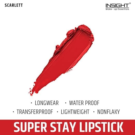 Image of INSIGHT Super Stay Lipstick | Lightweight Formula | Long Wear | Transferproof | Waterproof - (SCARLETT) 7g (Pack of 2)