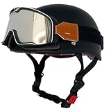 Cascos Half-Helmet Cascos Abiertos De Motocicleta Medio Casco Jet Retro Moto Homologado ECEDOT Hebilla De Liberación Rápida Pa Hombres Y Mujeres El Forro Es Desmontable N,XXL:63-64CM